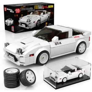 Mould King Super Sports Car Building Set with Display Case, 369 Piece Race Car Model Construction Toy for Kids Ages 8+ and Adults, Collectible Vehicle Building Blocks Kit