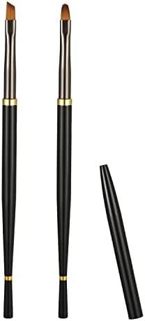 4pcs Nail Clean Up Brushes, Round&Angled Nail Brushes for Cleaning Polish Metal Nail Brushes Set for Nail Art Acrylic Gel Polish (Black)