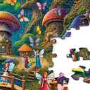 Rocorose Jigsaw Puzzle for Adults, 1000 Pieces Fairyland Mushroom House Puzzle Colorful Fairy Cottage Puzzle Challenging Family Perfect for Game Nights Party Butterfly Flower Decoration