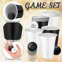 22 Pcs Wedding Game Party Groom or Bride Set 16 oz Black White Beer Plastic Cups with 8 Balls Party Game for Indoor Outdoor Event Fun House Parties Favors