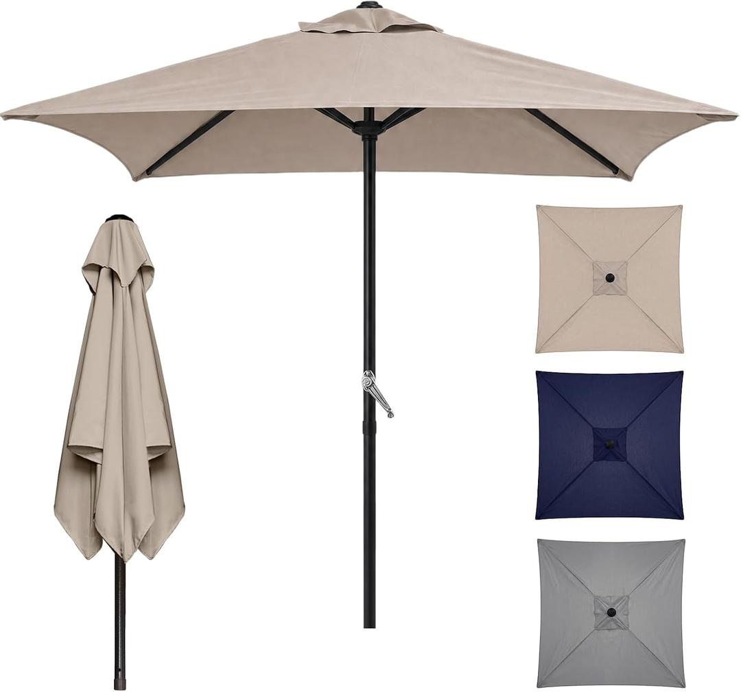 TOPSAIL 4.9ft Mini Square Patio Umbrella, Fade Resistant Outdoor Table Umbrella with Crank Lift, UV 50+ Waterproof, Small Umbrella for Deck, Balcony, Garden, Backyard & Market