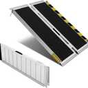 Portable Wheelchair ramp 4FT,Non-Slip Aluminum Threshold ramps for Home Steps,Folding Handicap Ramp,ramps for Home,doorways,Stairs,Weight Capacity up to 800LBS 4FT (Usable Height 4-12 inch)