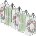 5 Pack Moving Bags, Wreath Storage Bag, Garland Container, Clear Storage Bags with Handles and Zippers Moving Bag for College Carrying, Bedding, Toys Organizer, Under the Bed Storage (Gray), 26" L X 26" H X 8.7" D - 25 Gallon volume