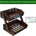 Dorhors Fruit Basket for Kitchen,Fruit Bowl,Kitchen Counter Organizer,Wooden Vegetable Holder for Countertop,Bread Storage Basket Stand(2 Tier)