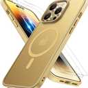 Miracase Magnetic for iPhone 14 Pro Max Case 6.7 inch (Compatible with MagSafe)with 2X Screen Protectors Military-Grade Protection, Anti-Fingerprint Translucent Matte Phone Case Cover, Light Yellow