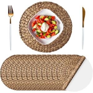 Sinmoe 100 Pack Disposable Paper Placemats Bulk 13 Inch Paper Charger Place Mat Party Charger Plates Table Place Mats for Dinner Wedding Birthday Baby Shower Spring Dining Tableware(Woven)