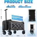Collapsible Wagon Cart Foldable with Wheels - Heavy Duty 360LBS Portable Folding Utility Shopping Cart with 360° Swivel Brakes Wheels & Cup Holders for Outdoor Camping Beach Grocery Garden