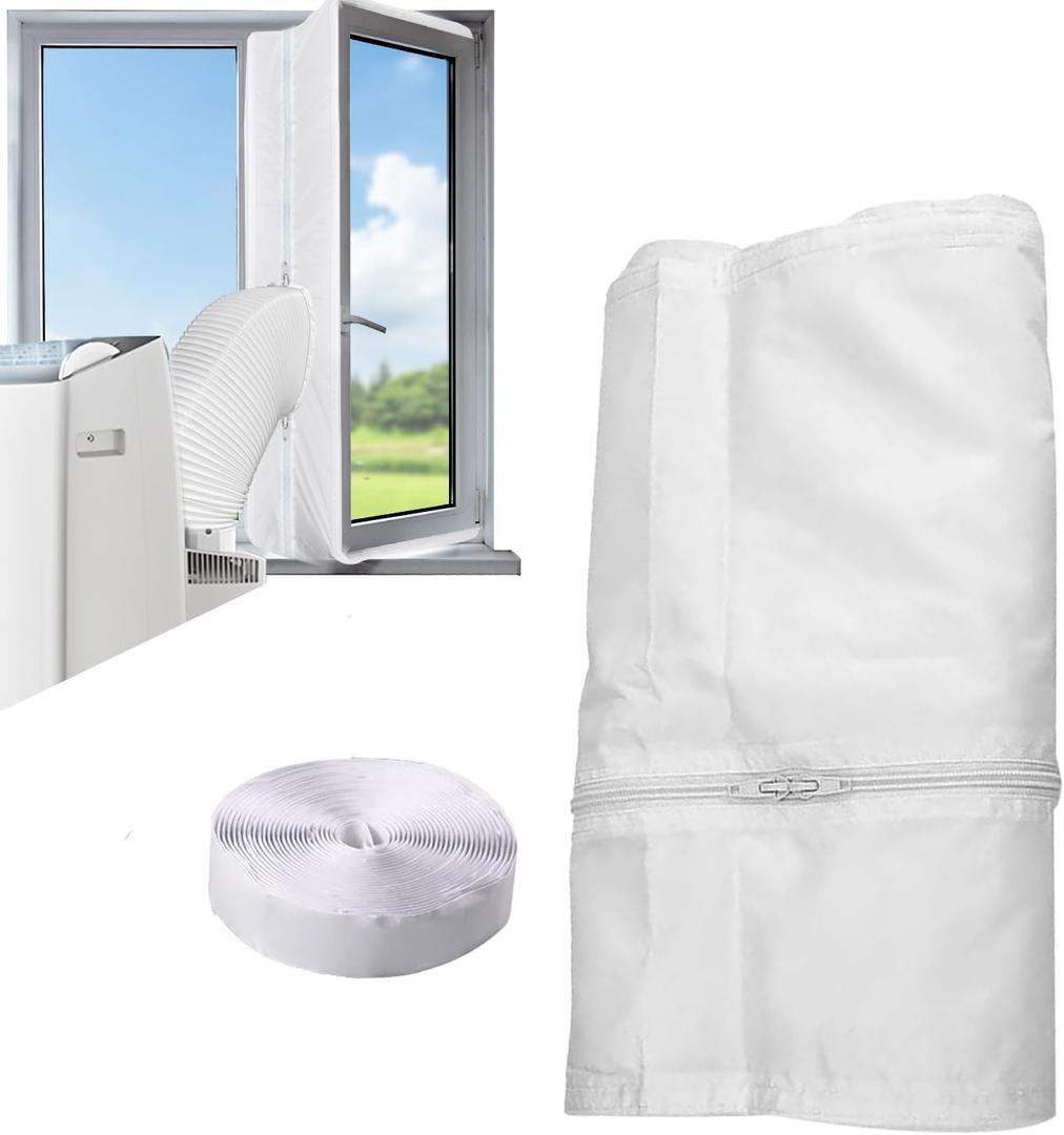 gulrear Inverter Portable Air Conditioner Window Seal Kit Compatible with Midea Duo Etc Inverter Ac 14000 BTU Hose-in-Hose Portable AC Window Vent kit 158inch Casement Window Vent Velcro Panel kit