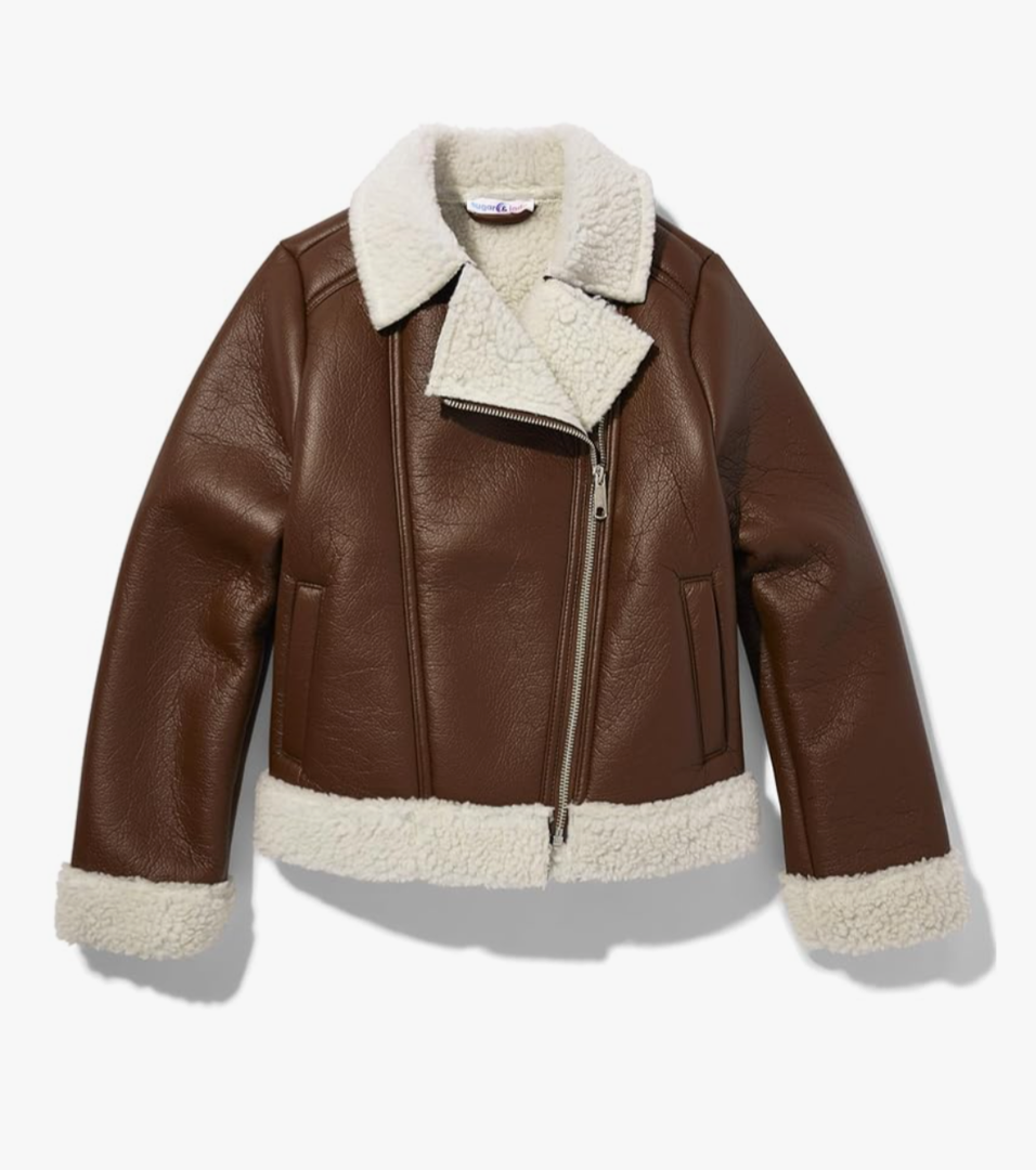 Sugar & Jade Girls' Teen Oversized Button Front Sherpa Jacket, Small