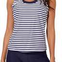 Aleumdr Womens Athletic 3 Piece Tankini Swimsuits with Shorts Swim Tank Tops with Sports Bra and Boyshorts Bathing Suits M