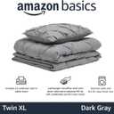 Amazon Basics 2 Piece Soft, Lightweight Down-Alternative All-Season Comforter and Bedding Set, Pinch Pleat, Twin/TwinXL, Dark Grey