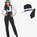 fun shack 20s Mobster Costume for Women, 1920s Gangster Outfit, Halloween Gangster Costume for Women, Vintage Style, Size XL