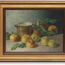 Gold Framed Wall Art Vintage Canvas Wall Art Harvest Apples Still Life Artwork Prints Picture for Living Room Bedroom Farmhouse Bathroom Office Decor, 8x10