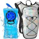 Reflective Hydration Backpack, Hydration Pack - Water Backpack with 2L/3L Hydration Bladder, Essential for Festivals - Rave Hydration Pack for Hiking, Running, Cycling, and Festivals (2L Bladder, Pearl White)