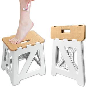 Shower Stool for Shaving Legs, 1 Pack Foot Rest Folding Stool Step to Shave Legs Shaving for Inside Shower Foldable Small Waterproof Plastic Corner Khaki White