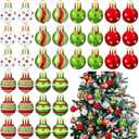 Syhood 36 Pcs 1'' Lime Green Mini Christmas Ball Ornaments Red and Green Christmas Ornaments Plastic Shatterproof Glitter Ball Hanging Decorations for Xmas Tree Wreath Garland Home Indoor Party Decor