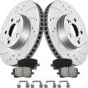 MOTOREVO Front Brake Kit for Corolla [2003-2008] Geomet Coated & Slotted Brake Rotors and Ceramic Brake Pads [275mm10.8in] Universal Fit for 2003 2004 2005 2006 2007 2008 Front Brake Discs
