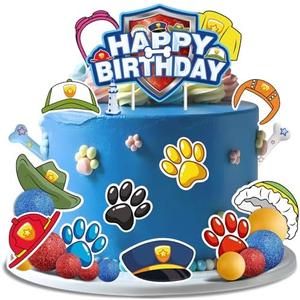 QAMEGX Dog Cake Topper- Dog Birthday Decorations, Cute Cartoon Birthday Cake Topper