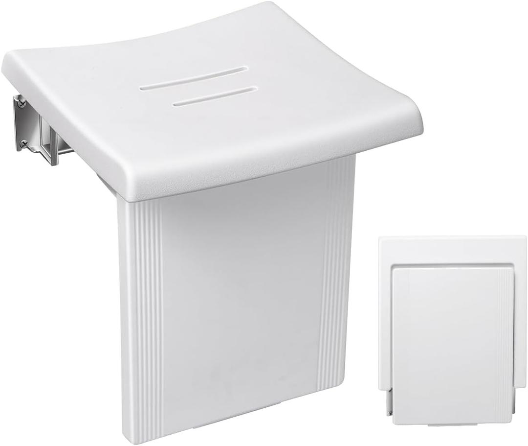 550lbs Capacity Big Size Folding Shower Seat and Bench Wall Mounted,Wall Mounted Folding Chair with Solid 304 Steel Structure