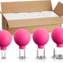 BBTO 4 Pieces Glass Cupping Set Glass Silicone Cupping Cups Massage Vacuum Suction Cupping Cups for Body Face Leg Arm Back Shoulder Muscle and Joint Pain (Rose)