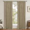 LAMIT Dark Taupe Velvet Curtains 96 Inch for Living Room, Thick Thermal Insulated Curtains Room Darkening Country Decor Back Tab and Rod Pocket Panels for Bedroom, 2 Panels, 52 x 96 Inch