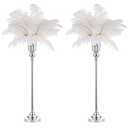 NUPTIO Centerpiece Vase Tall Wedding: 2 Pcs 30.5" Silver Flower Stand for Table Metal Trumpet Vase for Party Decorations