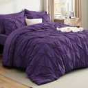 Bedsure King Size Comforter Set Purple - Bed in a Bag Bedding Set 7 Pieces, GentleSoft Pintuck Bed Set Gift for Family, Pinch Pleat Purple Comforter with Sheets, Pillowcases & Shams