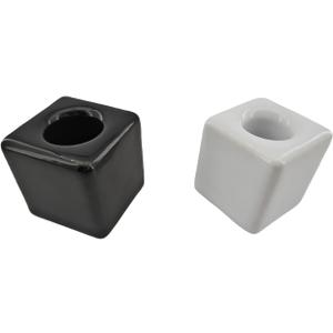 2 Pack Ceramic Toothbrush Holders, Small Toothbrush Holders for Bathroom Vanity Countertops, Mini Ceramic Desk Pen Holder Stand (Black & White)