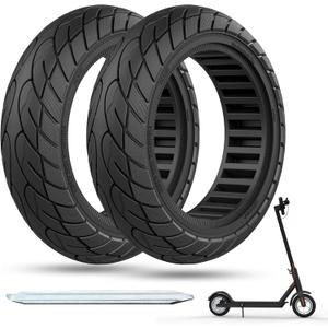 Cooryda 10x2.125 Scooter Tire, 10 inch Solid Rubber Tires Tubeless Front or Rear Replacement 10x2.125 Solid Electric Scooter Tire for Gotrax G4 Xr V2 Ninebot F25 F65 Hiboy S2 Pro 2pc Black