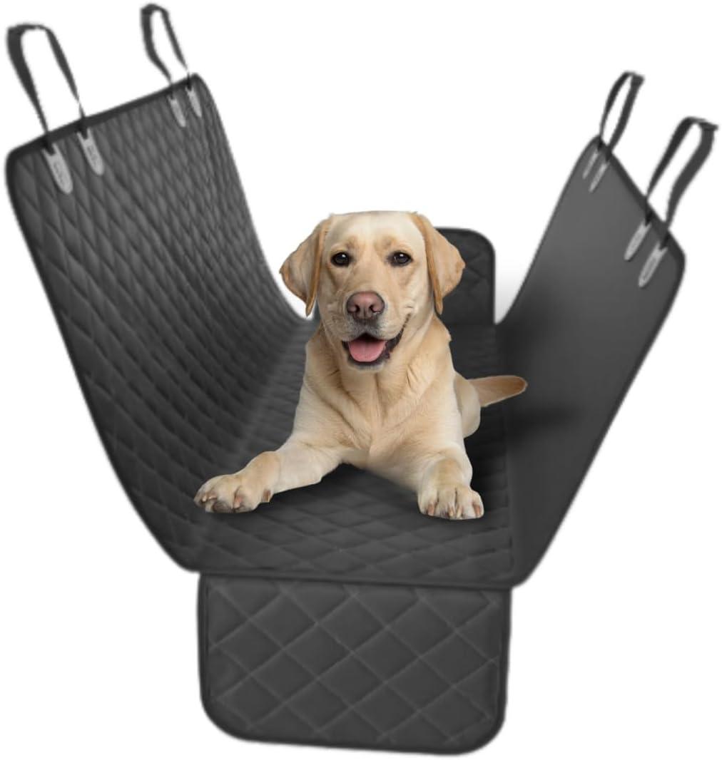 Doggie World Dog Car Seat Cover for Back Seat for XL Cars, SUVs & Trucks - Durable Car Cover Protector for Dogs, Nonslip Backseat Dog Hammock, Waterproof Scratchproof Protection Against Dirt, Pet Fur (Black)