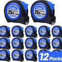 Tape Measure 25 ft, 12 Pack Bulk Easy Read Measuring Tape Retractable, Self-Locking Measurement Tape 25 FT by 1 in