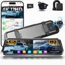Mirror Dash Cam 4K Front and 2.5K Rear, IMX415 Rearview Mirror Camera for Cars, 5.8GHz WiFi, WDR, G-Sensor, Night Vision, Reverse Assist, Included 64GB Card