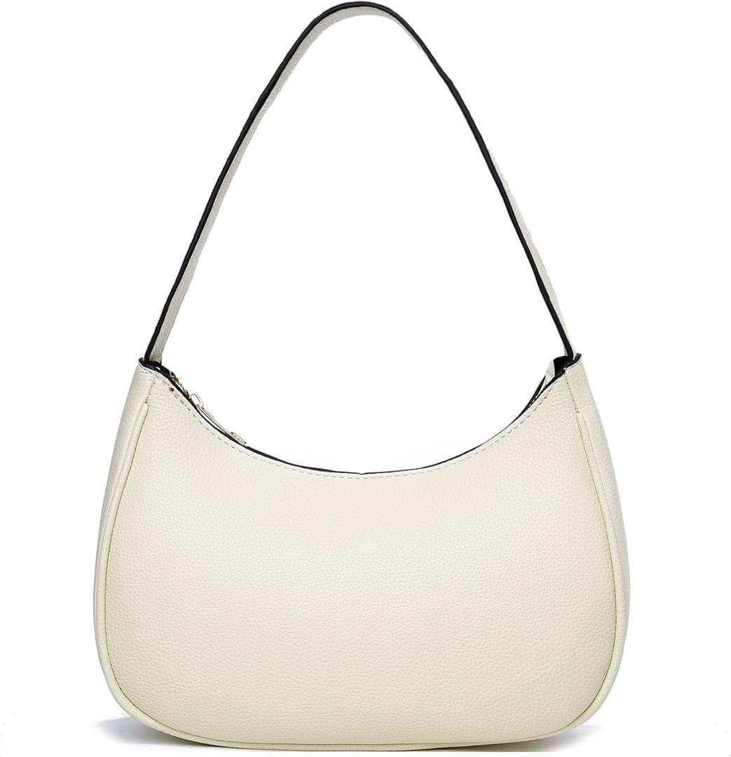 BAIKELI Crescent Shoulder Bags for Women Small Shoulder Purse Handbag Retro Classic Clutch Hobo Tote Bag Underarm Purse (Cream White)