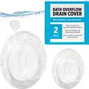 Impresa [2 Pack] Overflow Drain Cover with Top Plug  Suction Cup Seal for Deeper Bath  Bathtub Overflow Protector