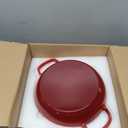 3 Quart Enameled Cast Iron Braiser, Non Stick Enameled Cast Iron Skillet with Lid, Dutch Oven Skillet with lid up to 500F for Oven, Stove, Grill, Shallow Dutch Oven for Cook, Bake (Red)