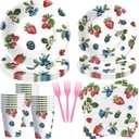 Berry Party Decorations Tableware - Blueberry Strawberry Birthday Party Supplies, Paper Plate, Cup, Napkin, Fork, Berry Sweet Birthday Baby Shower Table Decorations Dinnerware | Serve 24