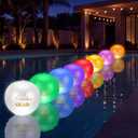 2 Pack Graduation Pool Party Decorations 14" Solar Pool Floating Lights Solar Powered 16 Color Changing Congrats Grad PVC Waterproof Inflatable Ball for Class of 2026 Swimming Prom Grad Party(Blue)
