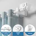 No Drill Curtain Rod for Windows 25 to 126 Inch - 2.0 Dual-Fix Adhesive & Invisible Nail, 5/8" Adjustable White Curtain Rod No Drilling, Renter Friendly for Apartments & Dorms