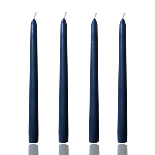 10 inch Dark Blue Taper Candles,Set of 4 Tapered Candle, Tall Candlesticks,Conical Stick Candles,Smokeless,Home Dinner, Party, Wedding, Halloween, Christmas (Dark Blue, 10inch)