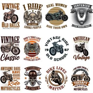 12Pcs Iron on Decals DIY Heat Transfer Stickers Motorbike Iron on Patches for DIY T Shirt Jackets Backpacks Jeans Decoration