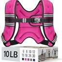Zeerun Weighted Vest for Women & Men with Reflective Stripe and Adjustable Buckle, Comfortable & Durable Rucking Vest for Walking, Running & Strength Training, 10LBS-Pink