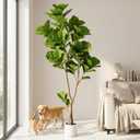 6ft Artificial Fiddle Leaf Fig Tree Tall Large Realistic Fake Ficus Lyrata Plant for Indoor Home Decor Office Living Room Floor Plant Modern Farmhouse Silk Tree 72 Inch Pet Safe Maintenance Free