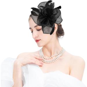 2025 Derby Hair Clip for Women Fascinators Hats for Women Outfits Tea Party Wedding Fascinator Headband (Black)