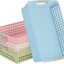 4 Piece Storage Basket Classroom Organization Storage Paper Tray Holds 4A Paper Trays for Classroom Home Handicrafts Storage Library Drawers Office Arts Crafts Supplies (blue pink)