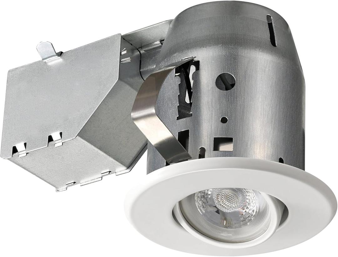 Globe Electric 90679 3" Swivel Round Trim Recessed Lighting Kit, White, Easy Install Push-N-Click Clips, 3.25" Hole Size, Adjustable Ceiling Light, IC Rated, GU10 Base Bulb Not Included