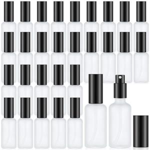 Roshtia 30 Pcs 1.69 Oz/ 50 ml Black Glass Spray Bottle Refillable Perfume Atomizer Clear Decorative Empty Bottles with Fine Mist Sprayer Pump for Face Body Travel