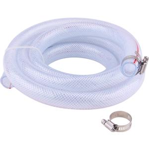 Soft Braided PVC Tubing - 3/4" ID x 1" OD High Pressure Clear Flexible PVC Tube Reinforced Vinyl Hose for Water, Oil with 2pcs Hose Clamps (10Ft)