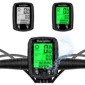 Bike Computer and Bicycle Odometer Wired MPH KM/H Bike Speedometer with Automatic Wake-Up Cycling Speed Tracker LCD Display & Single Mileage & Multi-Functions Accessories (Black)