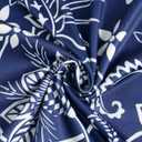 ZAFUL Women's Casual Wide Leg Elastic Waist Drawstring High Waisted Floral Print Palazzo Pant (Blue, S)