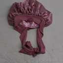 moonsix Women's Natural Silk Night Cap Satin Sleep Caps Elastic Head Cover Bonnet for Hair Care,Tape,Deep Pink